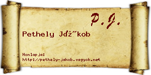 Pethely Jákob névjegykártya